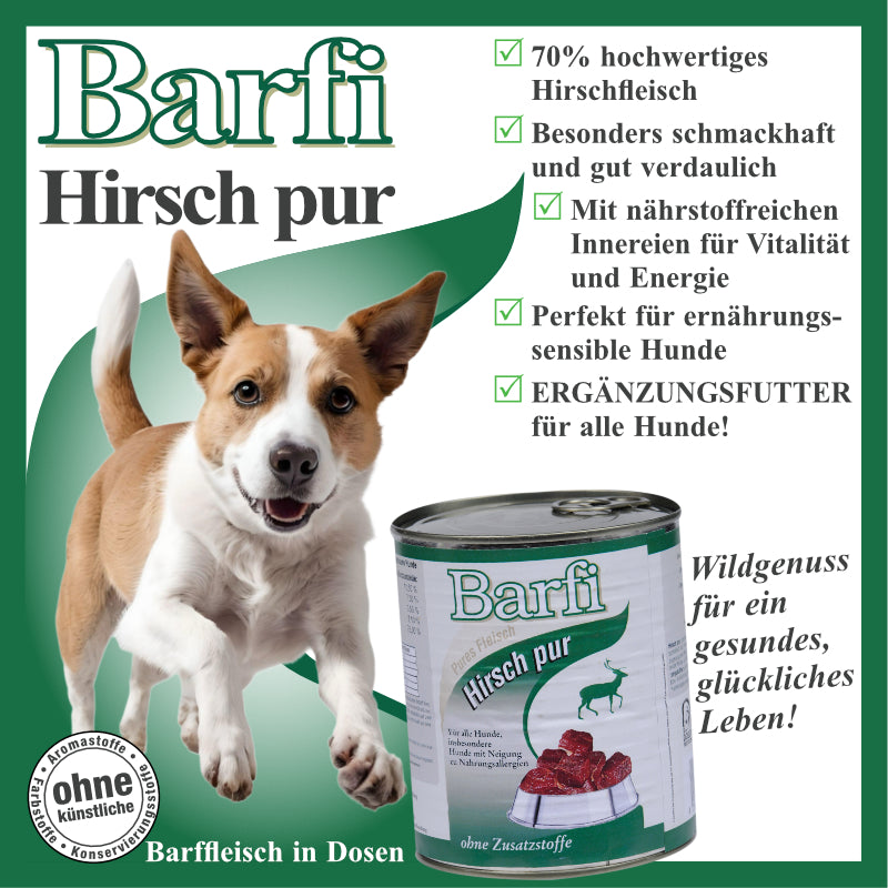 BARF Hundenassfutter mit Hirschfleisch und Fleischbrühe getreidefrei
