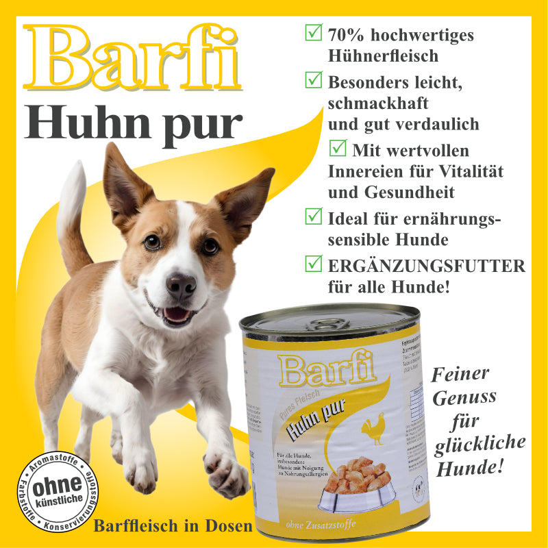 BARF Hundenassfutter mit Hühnerfleisch und Fleischbrühe getreidefrei