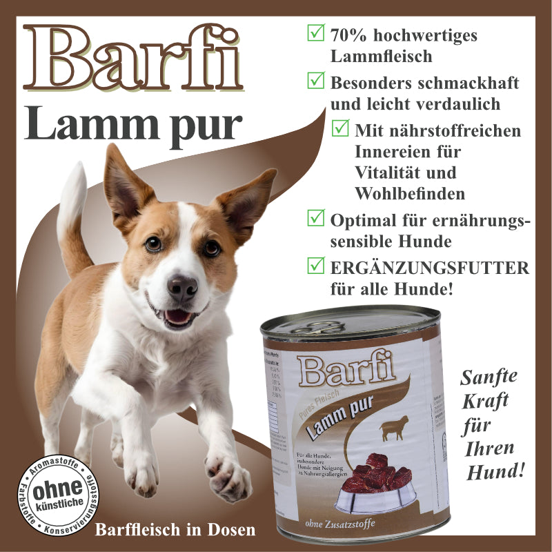 BARF Hundenassfutter mit Lammfleisch und Fleischbrühe getreidefrei
