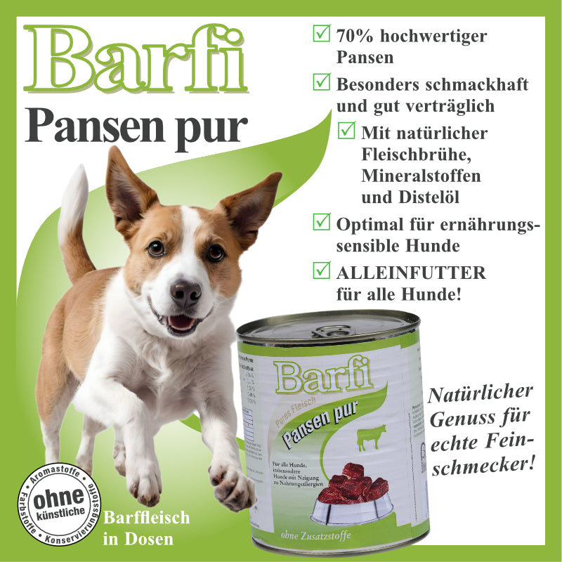 BARF Hundenassfutter mit Pansen und Fleischbrühe getreidefrei