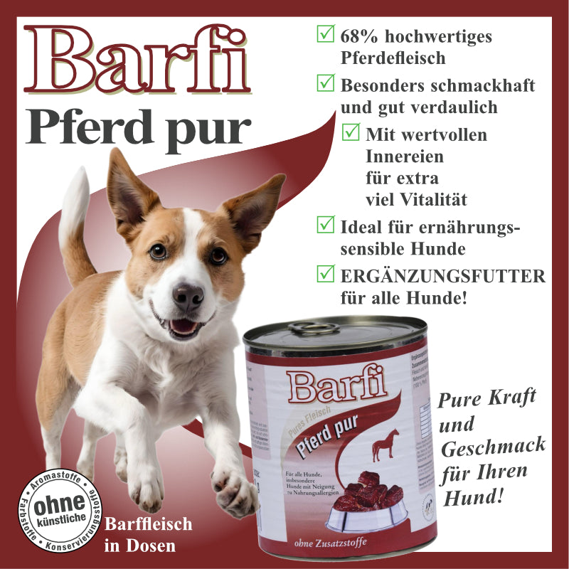 BARF Hundenassfutter mit Pferdefleisch und Fleischbrühe getreidefrei