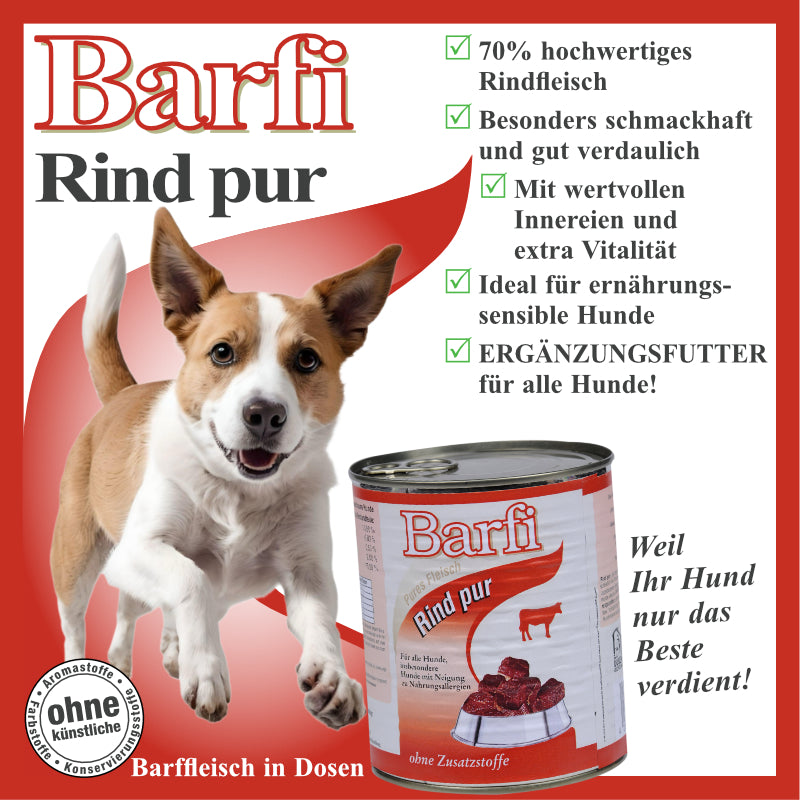 BARF Hundenassfutter mit Rindfleisch und Fleischbrühe getreidefrei