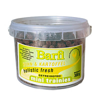 Getreidefreie Hundesnacks mit Huhn und Kartoffel – Barfi Mini Trainies als Trainingsleckerlis für Hunde