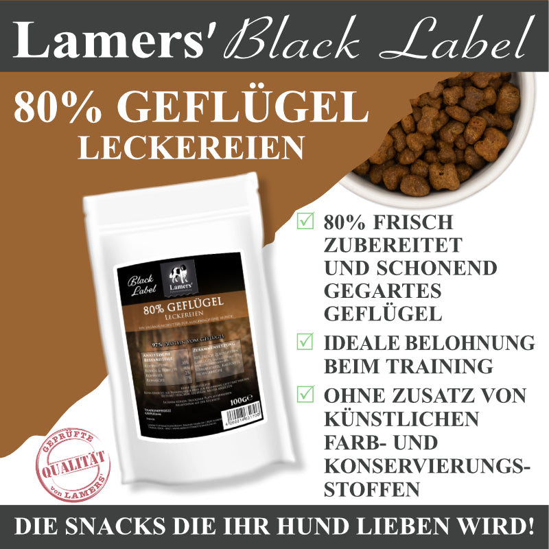 Lamers Black Label Leckereien 80 % Geflügel für Hunde: Beutel und Snacks mit Produktvorteilen