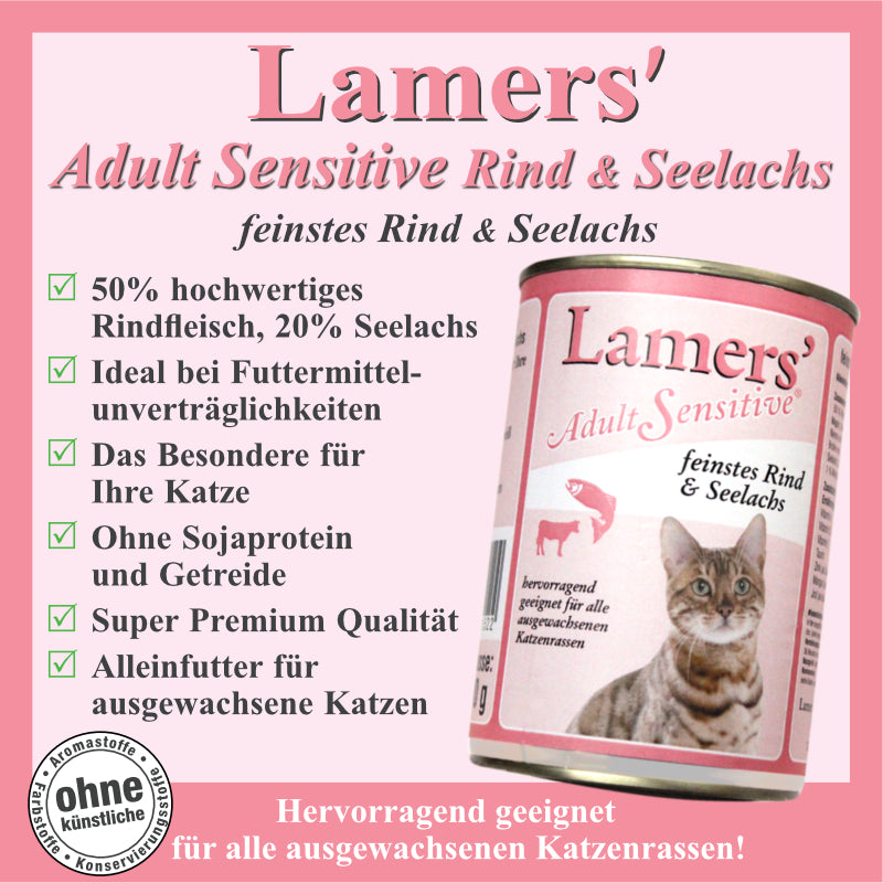 Katzen Nassfutter mit Rindfleisch und Seelachs getreidefrei