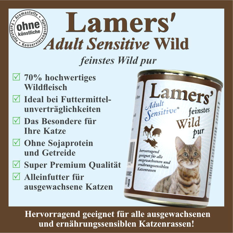 Katzen Nassfutter mit reinem Wildfleisch und Brühe Monoprotein