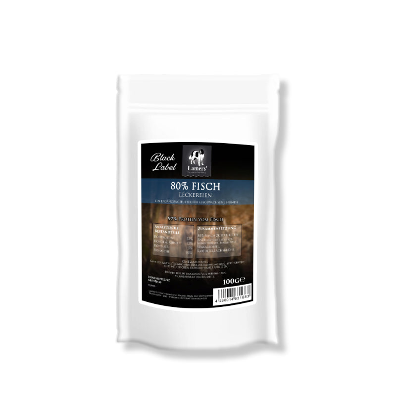 Lamers Black Label Hundeleckerlis Fisch 80% getreidefrei mit Lachs und Forelle