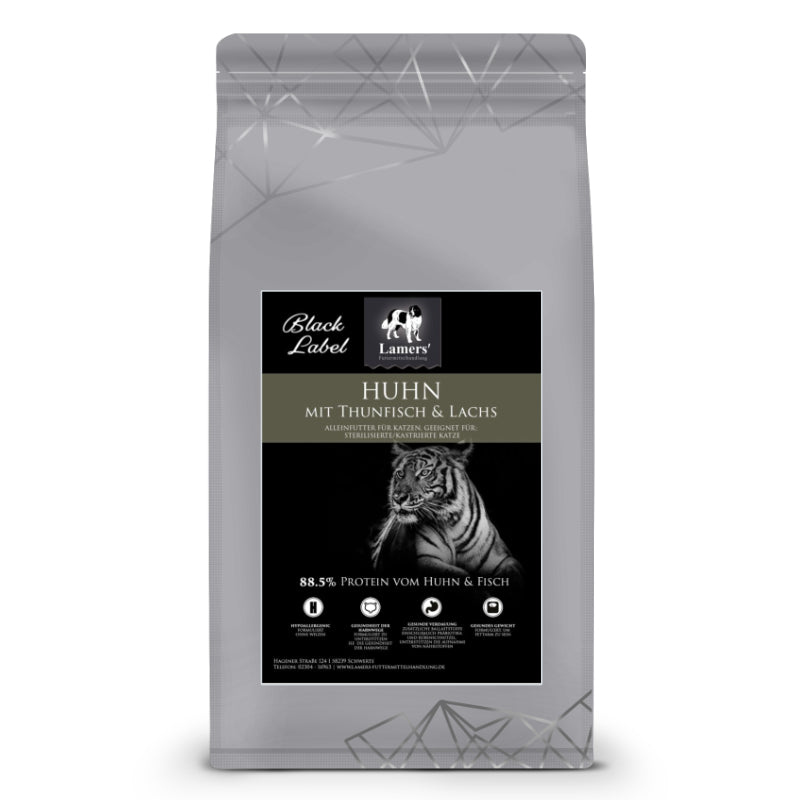 Lamers Black Label Katzentrockenfutter mit Huhn Thunfisch und Lachs getreidefrei