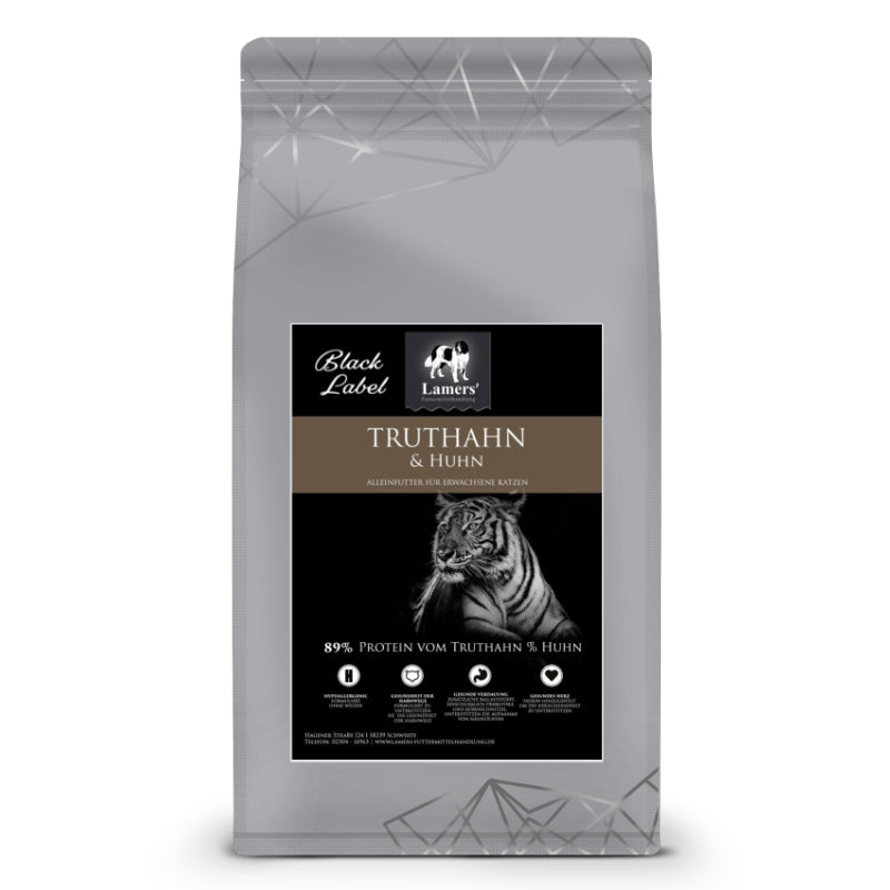 Lamers Black Label Katzentrockenfutter mit Truthahn und Huhn getreidefrei