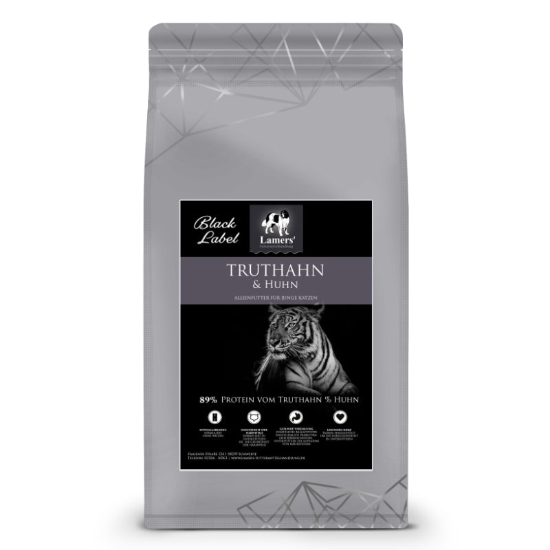 Lamers Black Label Kitten Katzentrockenfutter mit Truthahn und Huhn getreidefrei