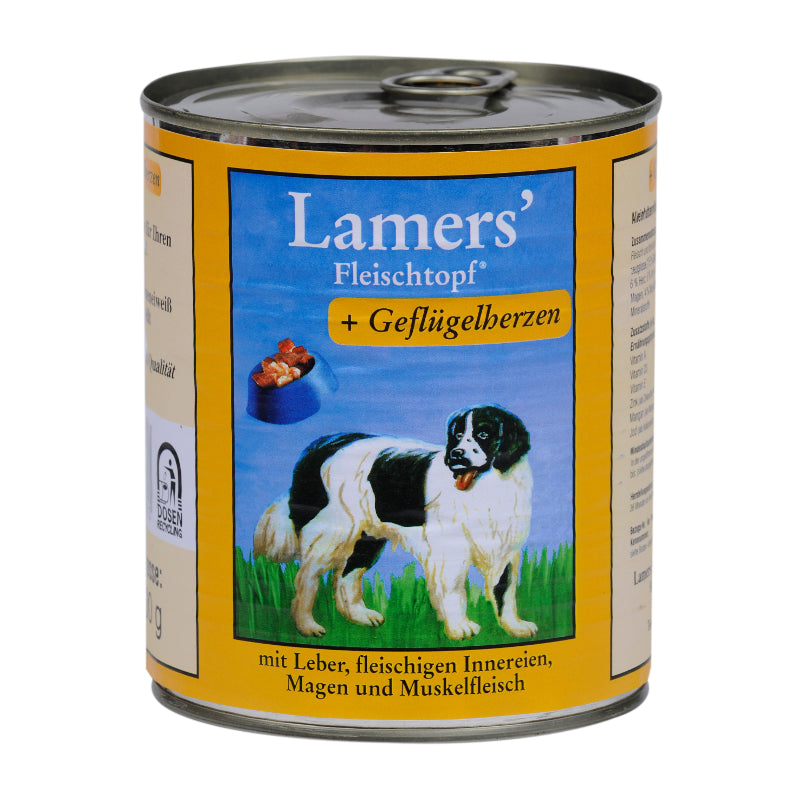 Lamers Fleischtopf Geflügelherzen Hundenassfutter Dose Alleinfutter