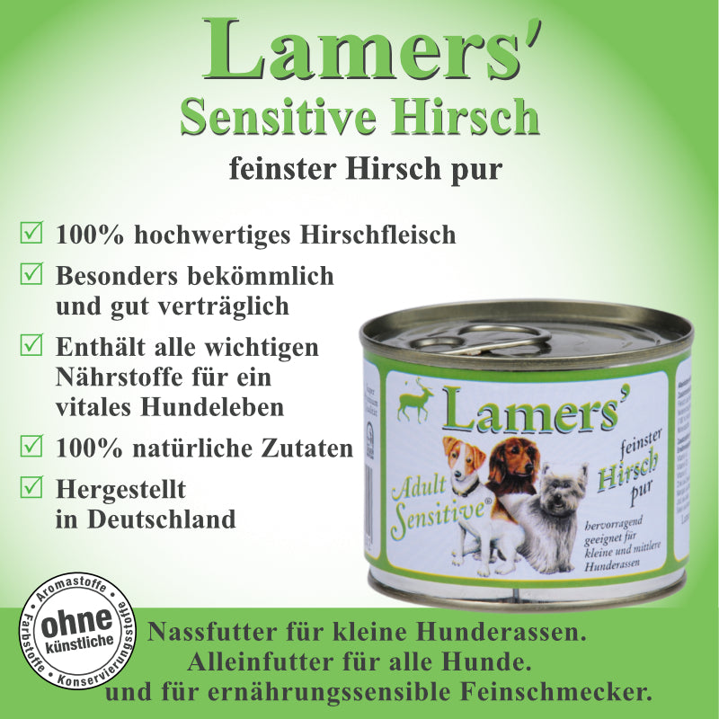 Hundenassfutter mit 100 Prozent Hirschfleisch Monoprotein für sensible Hunde