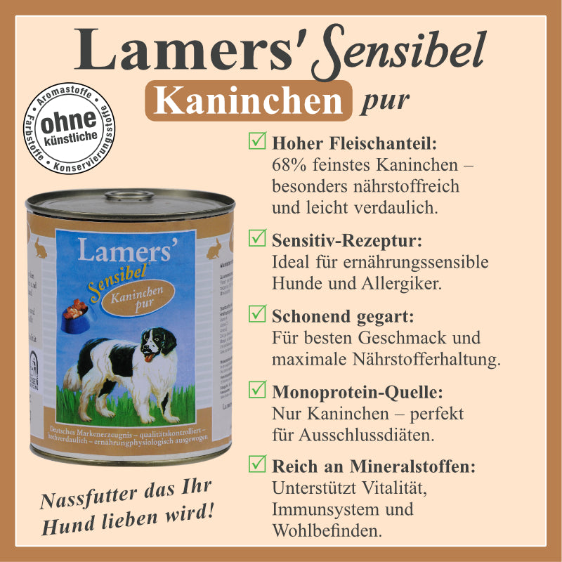 Hundenassfutter mit Kaninchenfleisch Monoprotein für sensible Hunde