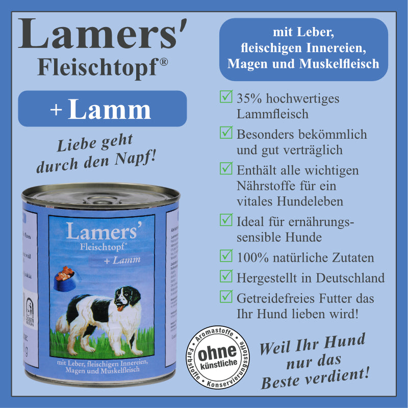 Hundenassfutter mit Lammfleisch Innereien Herz und Muskelfleisch für Hunde