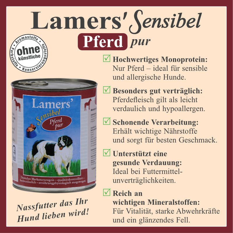 Hundenassfutter mit 100 Prozent Pferdefleisch für sensible Hunde Monoprotein