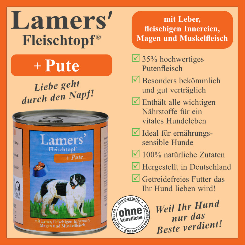 Hundenassfutter mit Putenfleisch Innereien und Muskelfleisch für Hunde