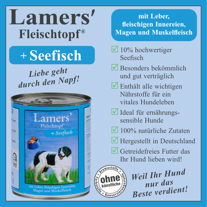 Hundenassfutter mit Seefisch Fleisch und Innereien für Hunde gut verträglich