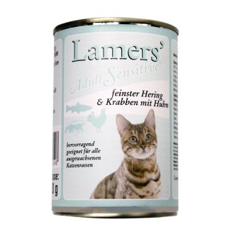 Lamers Adult Sensitive feinster Hering & Krabben mit Huhn 200 g / 6er-Pack