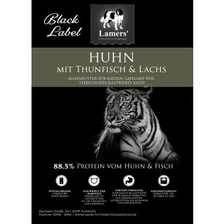Lamers Black Label Huhn mit Thunfisch und Lachs Katzentrockenfutter