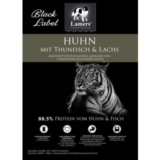 Lamers Black Label Huhn mit Thunfisch und Lachs Katzentrockenfutter 1,5 kg